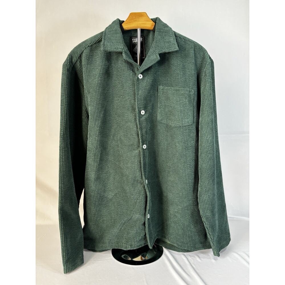 Super Massive Green Corduroy Men's Button-Up Shirt M
